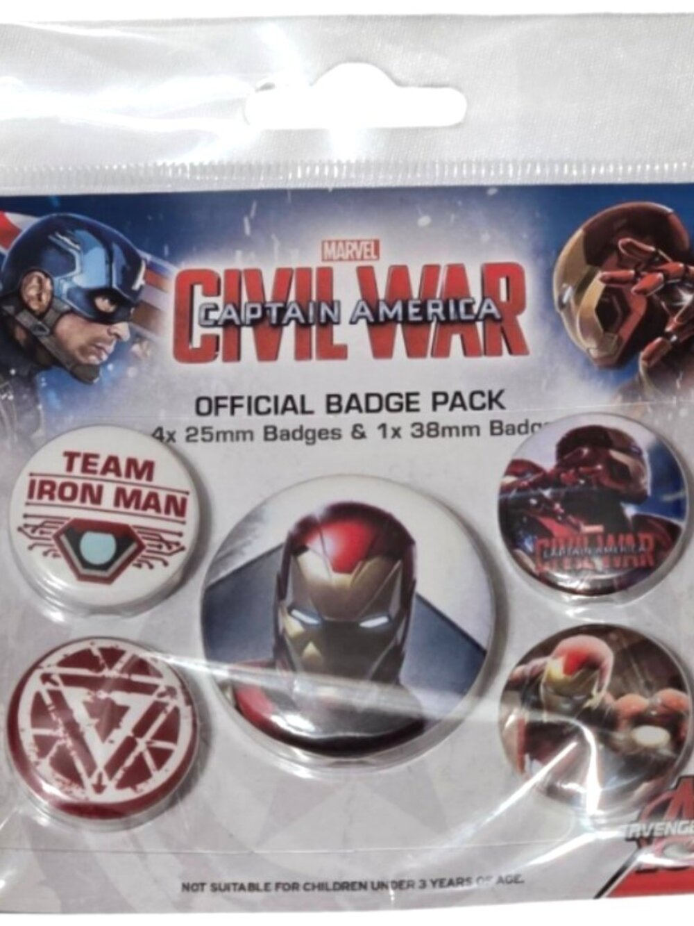 Marvel Captain America Civil War Iron Man Badge 5 Pin Set Pyramid BP80535 NEW